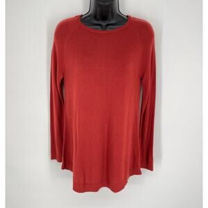 Joan Vass Exposed Zipper Rayon Cashmere Blend Sweater Tunic Sz XS Rust Soft